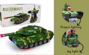 GoBaby Light & Music Automatic Transform Robot Tank Toy with Bump Function (Army Tank)