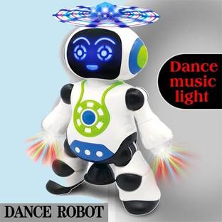 Toyvala Dancing Robot With Music, 3D Flashing Lights,360° Rotation Toy Robot For Kids-AA