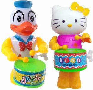 PRIMEFAIR Duck and Kitty Cute Drummer Toy with Drumming and Dancing Action for Kids