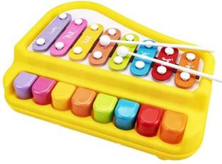xelix 2 in 1 Baby Piano Xylophone Toy 8 Multicolored Key Keyboard Baby Kids Girls Boy
