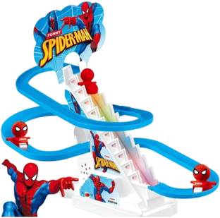 Dherik Tradworld Electric Toy Set for Kids: 3 Small Spiderman Stair Climbing Roller Coaster