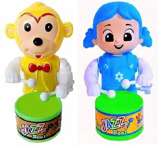 MS TOYS Drummer Key-Operated Monkey Toy for Baby with Drumming and Dancing Action.Toy