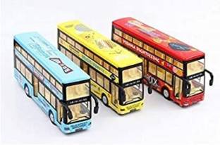 rk hub Wheel Drive Metal Bus Car Die-Cast Double Decker Bus Toys for Kids
