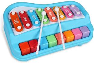 एच के सी हाउस 2 in 1 Baby Piano Xylophone Toy 8 Multicolored Key Keyboard