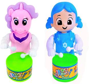 PRIMEFAIR Drummer Girl Rattle Musical Toy with Drumming and Dancing Action Toys for Kids