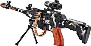 Ruhani Toys & Gift Gallery Army Style Machine Gun Toy with Realistic Bullets on Belt Movement, Music