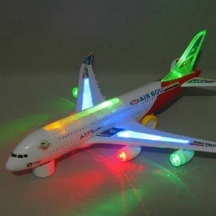 SALEOFF Musical AeroPlane Airbus Bump & Go Action Toy with Sound & Light-329