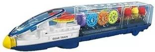 hda group Battery Operated 3D Concept Gear Transparent Train Toy with Flashing LED Light
