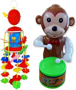 M S.Toys Rattle Musical Merry Go.Round Toy (Jhoomer) Soothing Sound with Drummer Toys Rattle