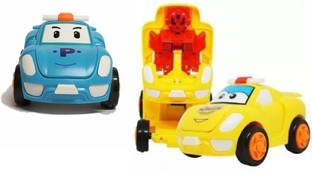 Orelius Fire ™ 2Pc | Racing Transformer Robot Car Friction Toy Ideal Gift for Kids|Multicolor