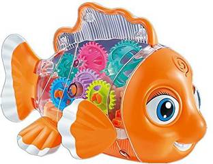 Globular Transparent 3D Gear Fish Latest Design 360Degree Rotation, Sound&Light Toy