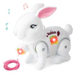 FIDDLERZ Musical Rabbit Toys Animal Cute Bunny Walking Rabbit with Light & Sound