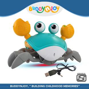 Buddynjoy Rechargeable Crawling Crab Baby Toy with Music & Automatic Obstacle Avoidance