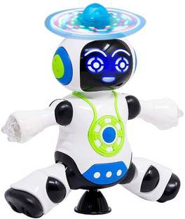 Toyvala Dancing Robot With Music, 3D Flashing Lights,360° Rotation Toy Robot For Kids-O