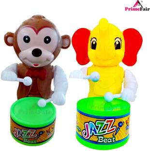 PRIMEFAIR Key-Operated Cute Drummer Toy with Drumming Dancing for Kids Baby Rattle Toys