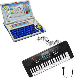 VikriDa Combo of 37 Key Piano Keyboard Toy with learning Laptop with 20 Activity Games