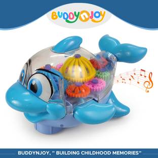 Buddynjoy Dolphin musical toy with Lights and sound , 360 Degree Rotating for 2Year+ Kids