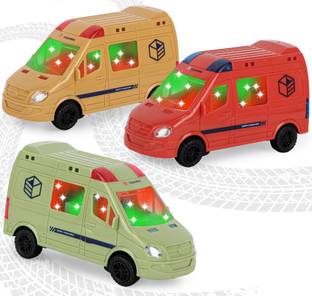 FIDDLERZ Bump and Go Toy Logistic Van with Flashing Lights and Realistic(pack of one)