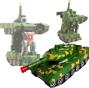 kashvisahu Combat Electronic Robot Car Tank Deformation Robot Toy Light, Music and Bump