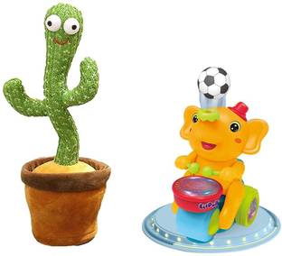 Kmc kidoz Combo Cactus Talking & Dancing & Elephant Musician Toys for Kids