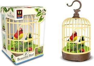 KITTY FLEX Kids Singing Moving Chirping Beautiful Electronic Bird Pet Toy in Cage