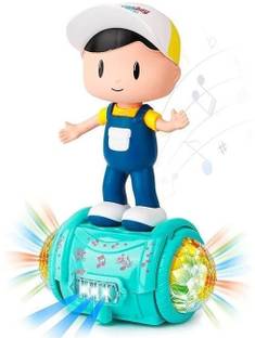 zinglu Musical Toy for Kids 360 Degree Rotating Dancing Boy Doll Toy with 5d Light