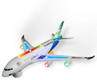 Toyvala Musical AeroPlane Airbus Bump & Go Action Toy with Sound & Light-238