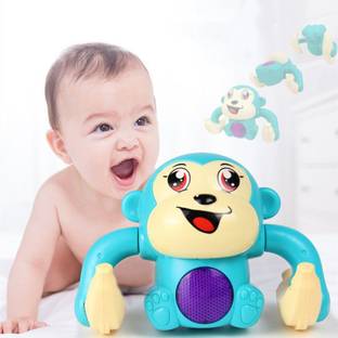 KAVANA Plastic 360 Degree Rotation Dancing & Spinning Rolling Monkey with Banana,pack 1