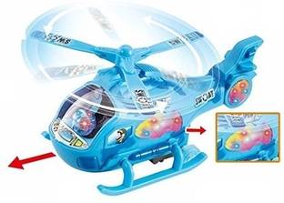Littlin Musical Bump and Go Aircraft Helicopter Toy with Light for Kids