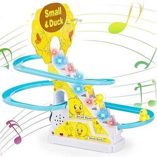 Chigy Wooh Duck track Set Automatic Stair-Climb Ducks Race Track Set with Lights and Music