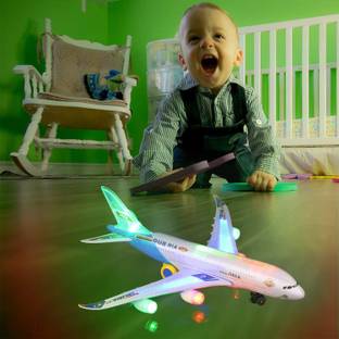 Toyvala Musical AeroPlane Airbus Bump & Go Toy with Sound & Light-102