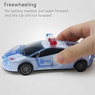 RS Toys Police Car with Lights, Push & Go Powered, Music and Siren Sound Car Toy