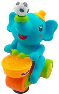 HK Toys Musical Elephant Toy with Levitation Ball on Nose Along with Dazzling Light Drum