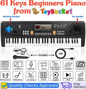ToyBucket 61 keys electronic multi-function portable piano keyboard with led display & mic