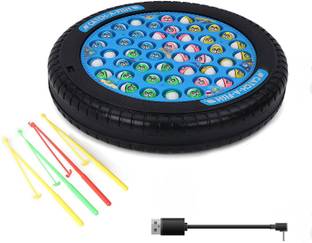 toyden Rechargeable Fish Catching Game with Music & Rotating Board for Kids - 45 Fishes
