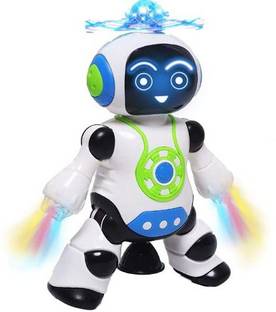 Toyvala Dancing Robot With Music, 3D Flashing Lights,360° Rotation Toy Robot For Kids-R