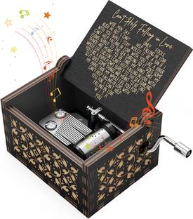 HASTHIP Music Box Can't Help Falling in Love Wooden Music Box, Antique Engraved Musical