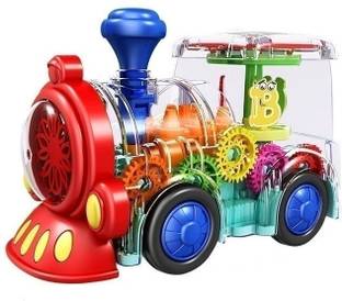 ISTOSY Gear Train with 3D Light Sound Effects Transparent Mechanical Train Toy for Kids