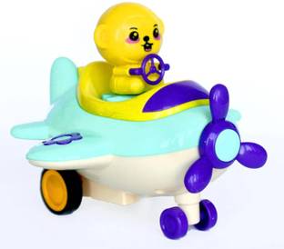 ZUNBELLA Pet Jet Go Friction Powered Press & Go Airplane Toy With Music & Light For Kids