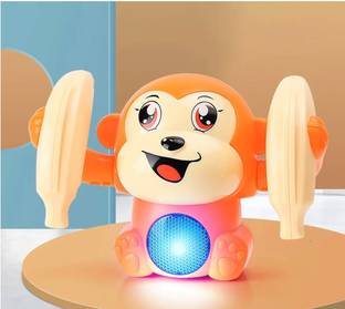 KOBBET Dancing Musical Toy for Tumbling Monkey Doll with Light Music Rotating Arm Sound