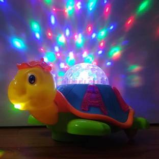 Toyvala Musical BUMP-N-GO Happy Turtle With Melodious Sound and 3D Projector Light-M