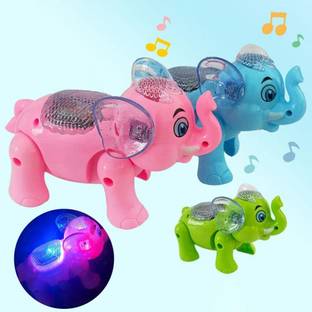 HK Toys Clever Elephant Toy Light and Nice Sound Animal Glowing Musical Toy Model