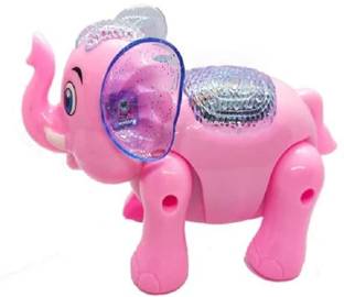 PRIMEFAIR Bump & Go Musical Elephant Toy Walking Funny Elephant Toy for Kids Light Sound
