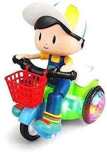 mega star 360 Degree Rotating Stunt Dancing Tricycle with 4D Lights