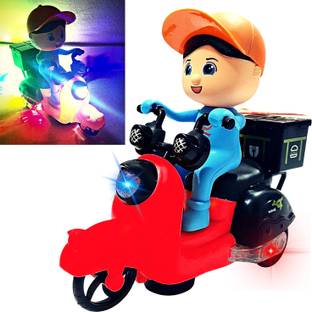 Braintastic Cartoon Shape Food Delivery Scooter Light Sound Motorcycle Vehicle Toys for Kids