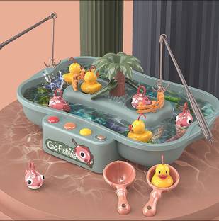 NAMANSHU TEX Plastic Electric Battery Operated Spin Rotating Go Fishing Set