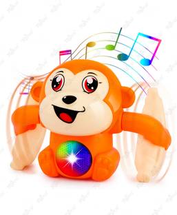 Toyco Tumbling & Tipping Banana Monkey Toy for with Light, Sound and Touch Sensor