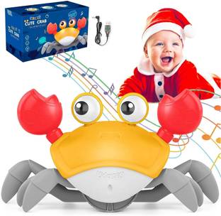 KIDOLOGY Musical Crawling Crab Baby Toy with LED Lights for Babies, Toddlers and Kids