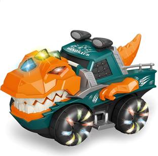 WISHKEY Plastic Dinosaur Chariot Bump and Go Toy for Kids,Dinosaur Toy with Moving Parts