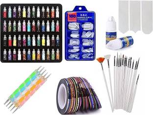 D.B.Z. ® Nail Art Kit -48 Pcs Glass Bottles Glitter Stone sand others items